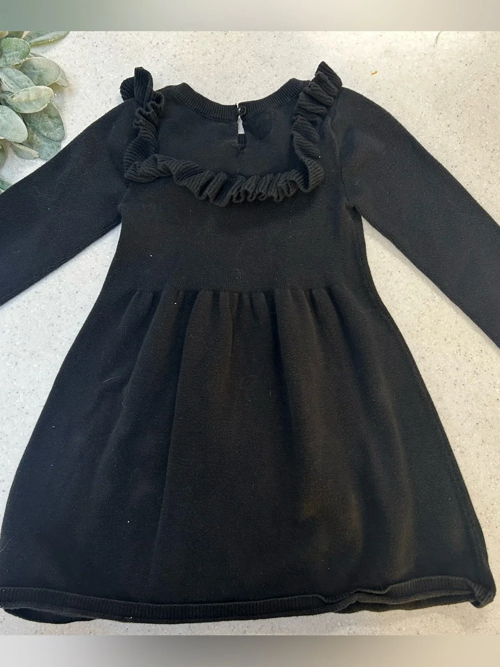 Baby Gap Black Ruffle Sweater Dress Long Sleeve Girls Size 4T